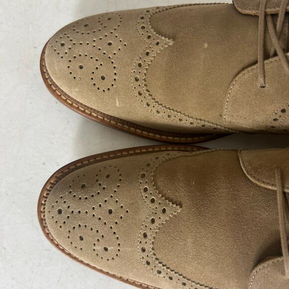 Taft The Mack Boot Mens 11 Tan Leather Suede Wingtip Lace Up Brogue Service - Picture 6 of 13